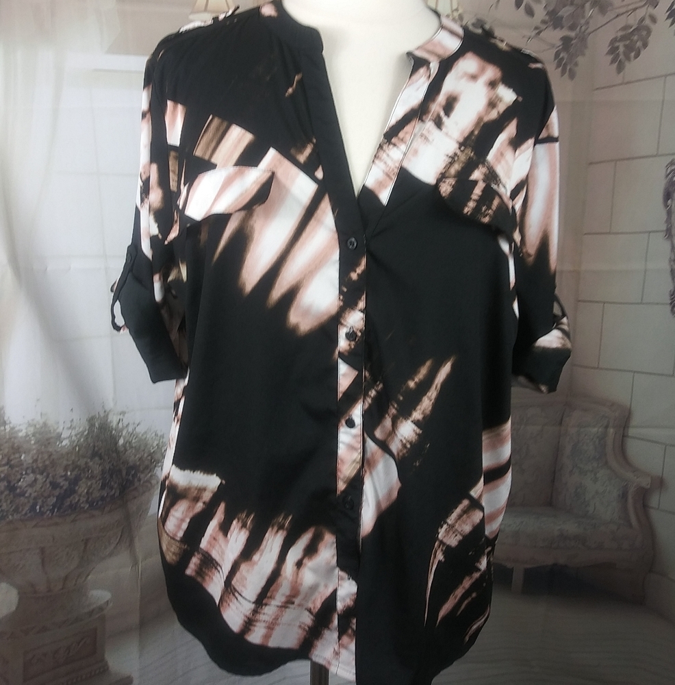 Calvin Klein Tie Dye Button Up Blouse